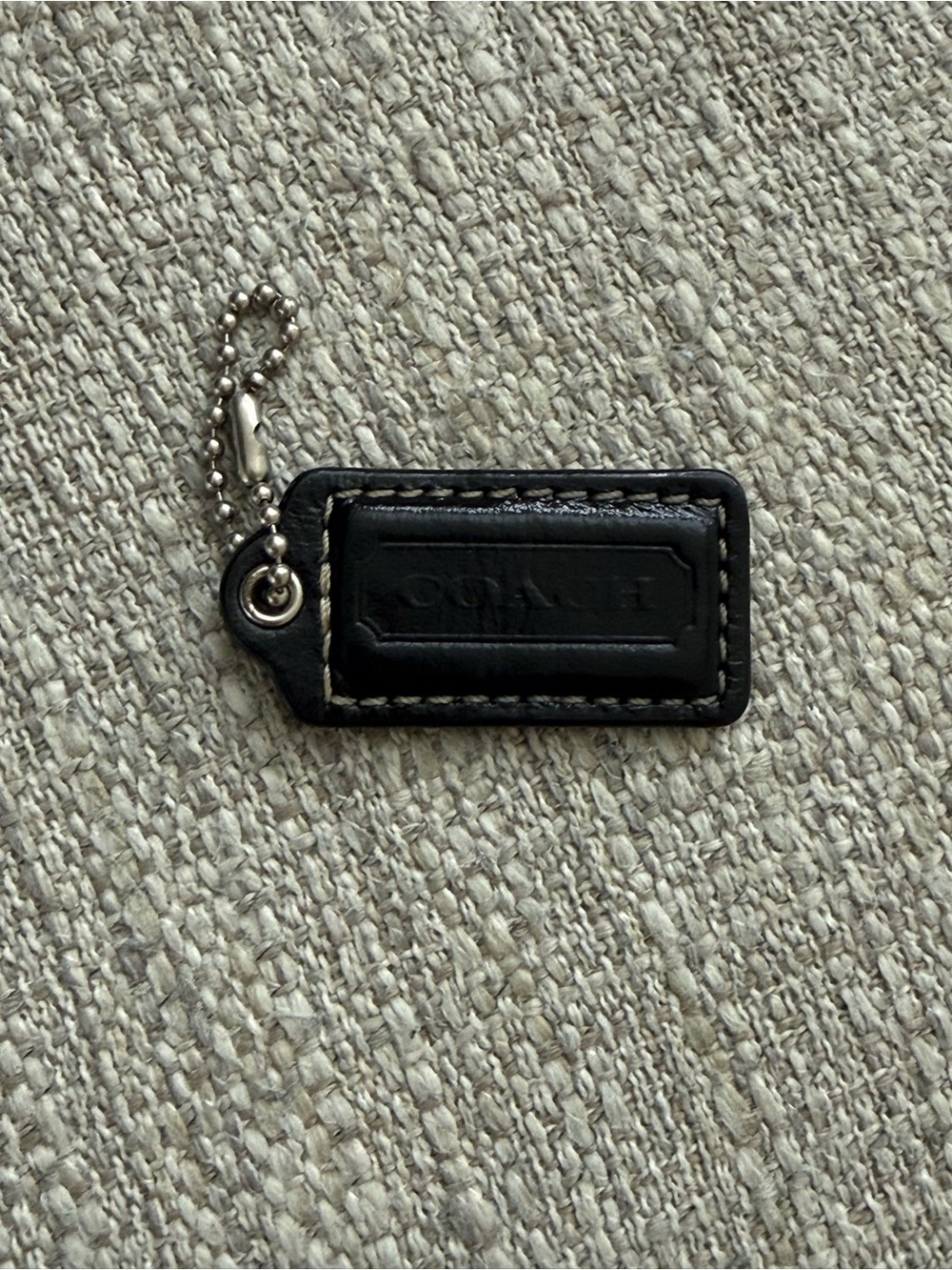 Coach Black Leather Hang Tag with Ball Chain | Vintage | Y2K